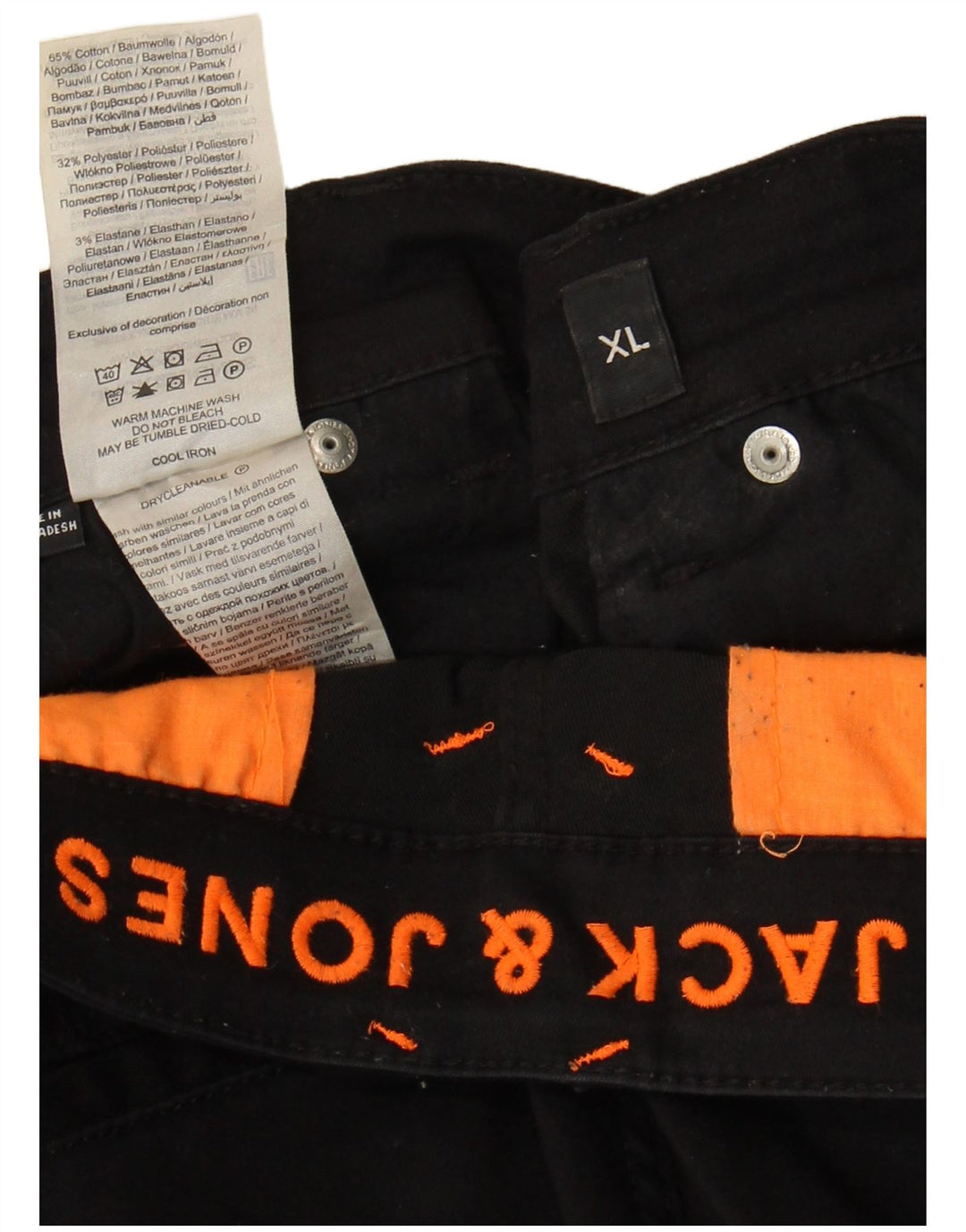 Jack & Jones Mens Cargo Shorts XL W38  Black Cotton