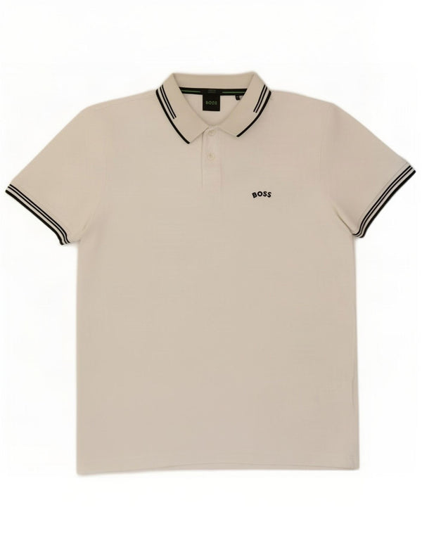 Hugo Boss Mens Slim Fit Polo Shirt Small White Cotton