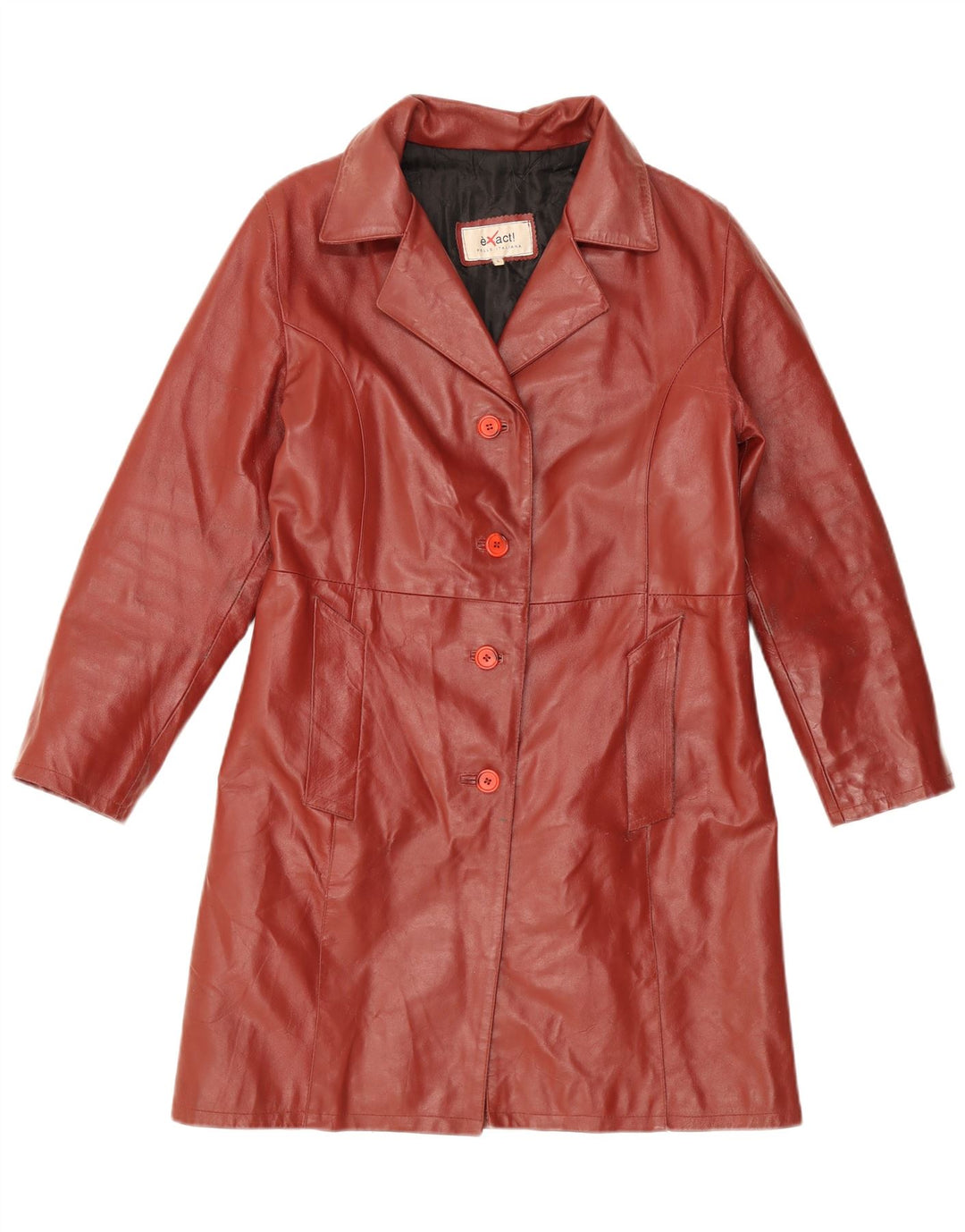Cappotto in pelle da donna vintage UK 14 grande in pelle marrone