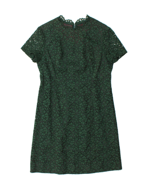 VINTAGE Womens A-Line Dress UK 14 Large Green Floral