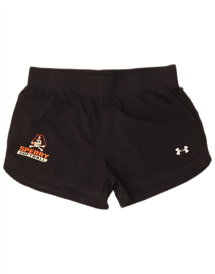 Under Armour Short de sport graphique pour femme UK 14 Large Noir Polyester