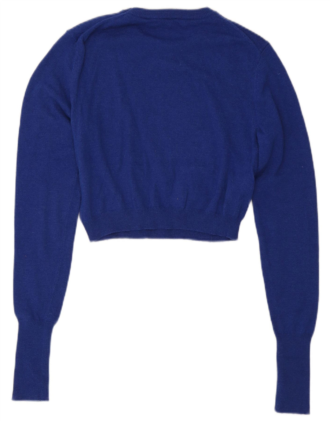 Zara Womens Crop Crew Neck Jumper Sweater UK 12 Medium Blue