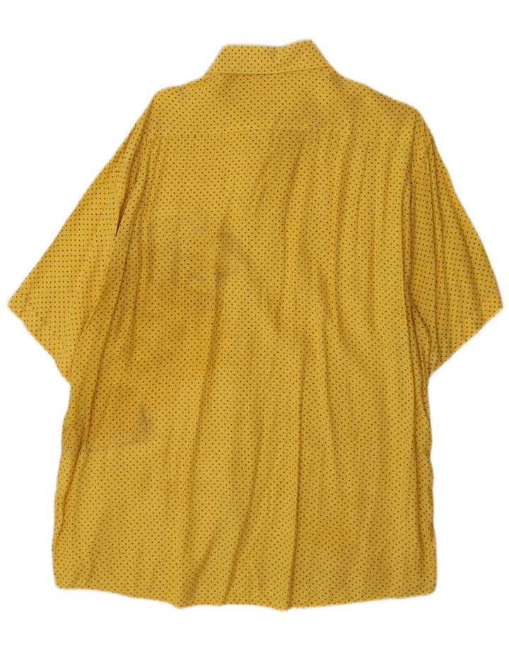 Vintage Mens Short Sleeve Shirt Large Yellow Spotted Viscose