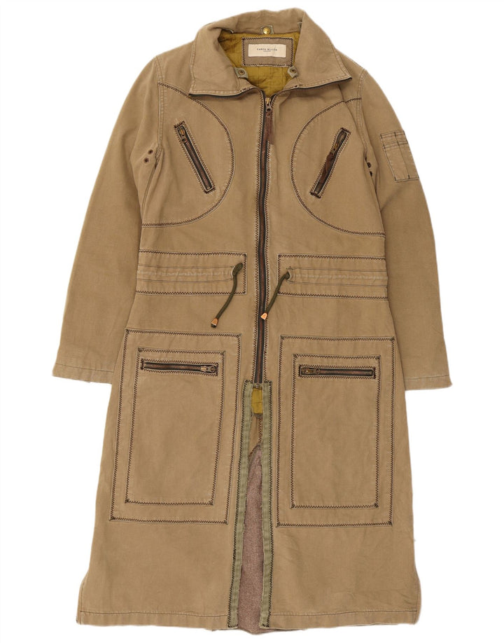 Karen Millen Womens Overcoat US 6 Medium Beige Cotton