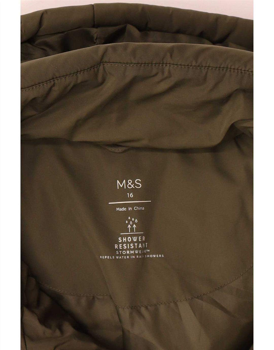Jachetă căptușită cu glugă pentru femei Marks & Spencer UK 16 Poliester kaki mare