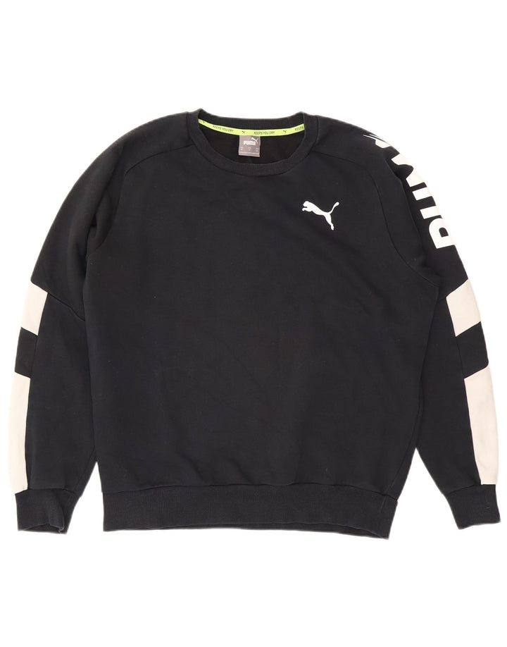 Puma Herre grafisk sweatshirt Jumper Medium Sort Colourblock