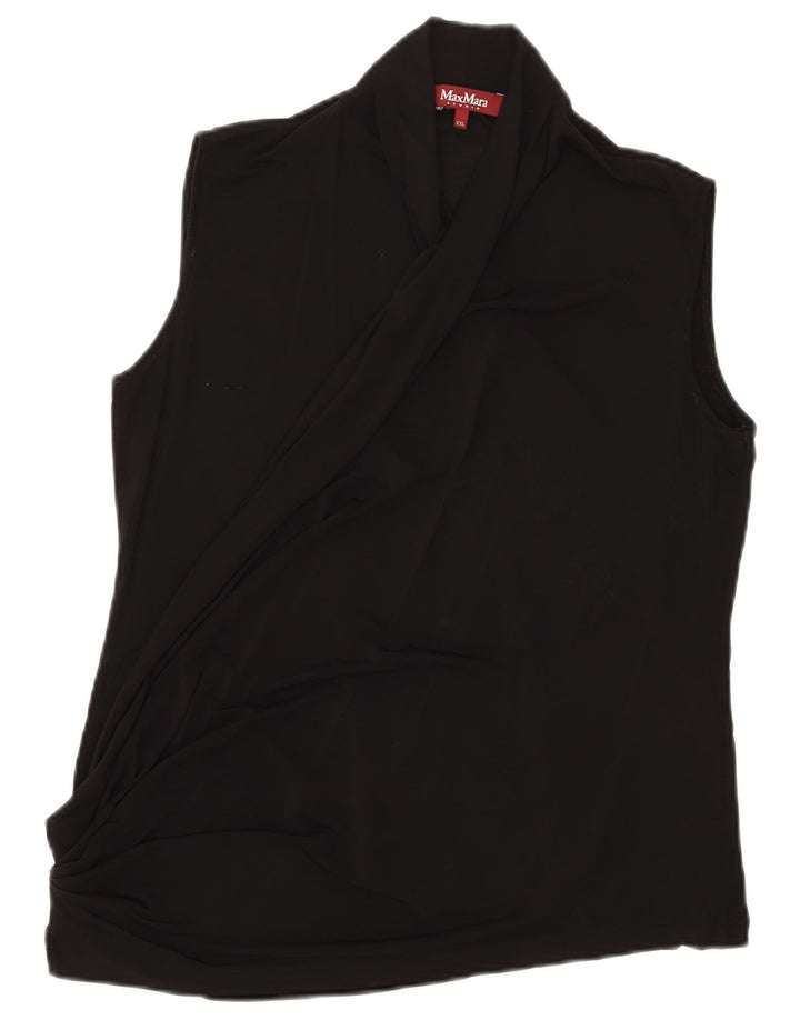 Max Mara Womens Sleeveless Blouse Top UK 20 2XL Black Viscose