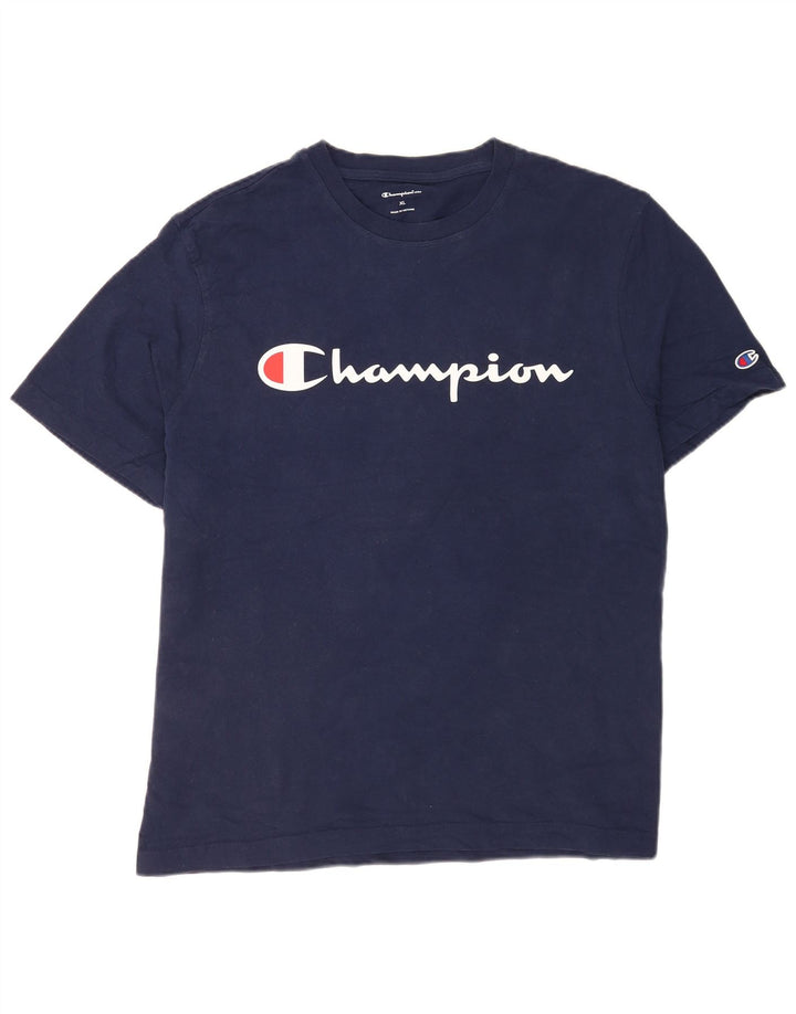 Champion Mens Graphic T-Shirt Top XL Navy Blue