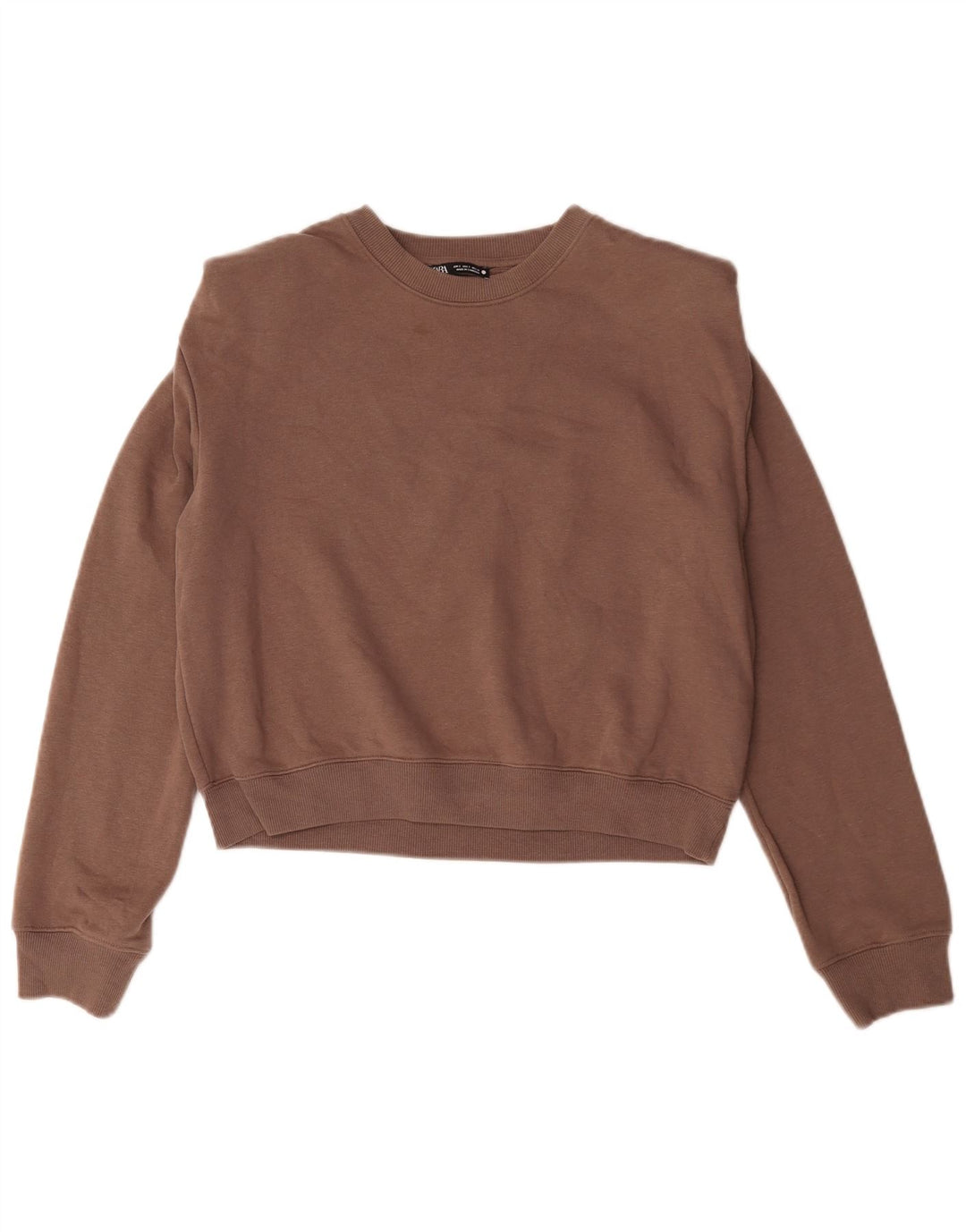 Zara Womens Oversized Sweatshirt Jumper UK 10 Small Brown Cotton