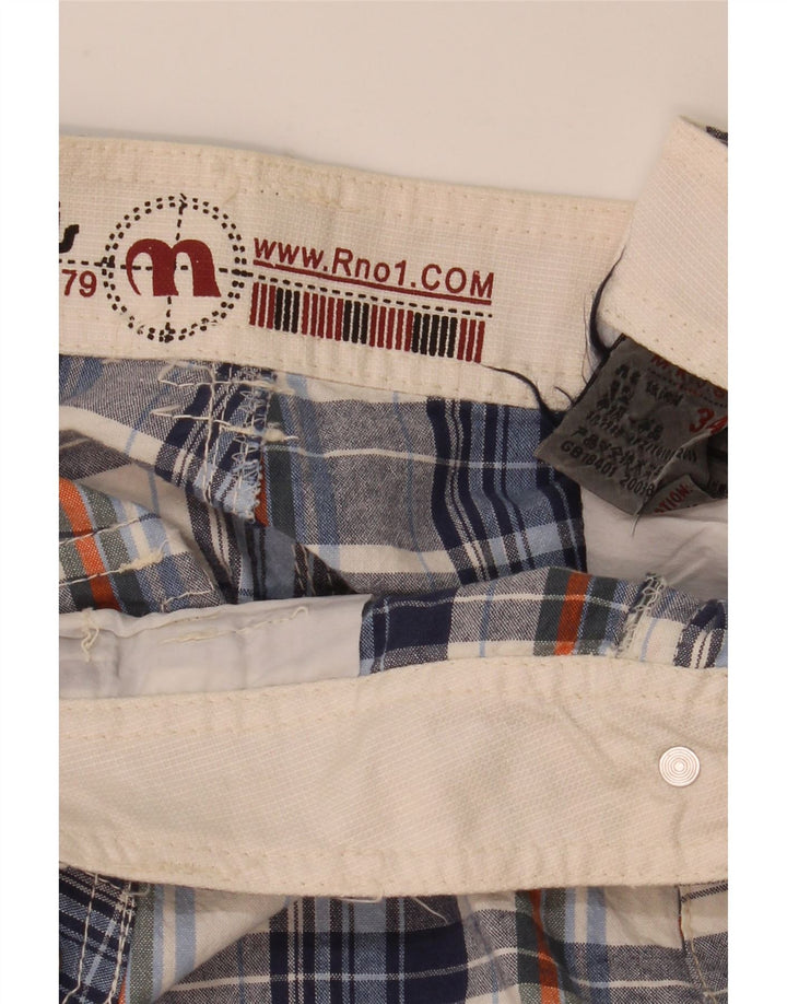 Pantaloncini cargo vintage da uomo W34 a quadri blu grandi