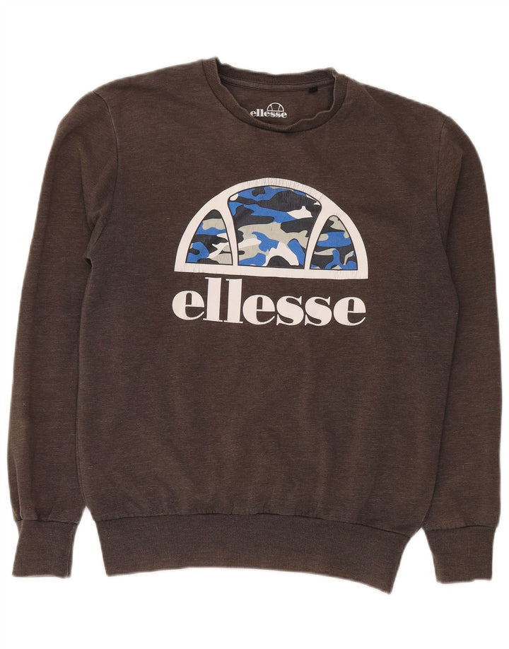 Ellesse Herre Grafisk Sweatshirt Jumper Medium Grå Bomuld