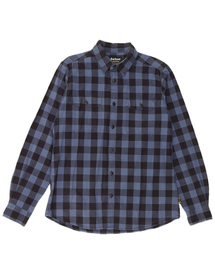 Barbour Herrenhemd aus mittelblauer Gingham-Baumwolle