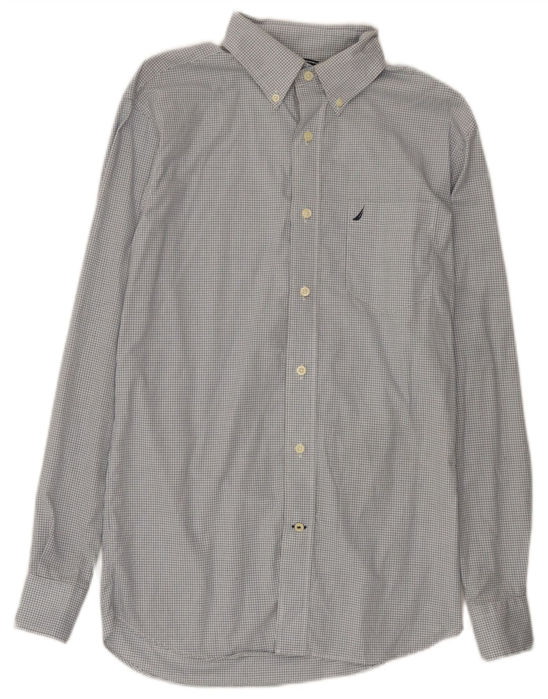 Nautica Mens Shirt Medium Blue Gingham Cotton