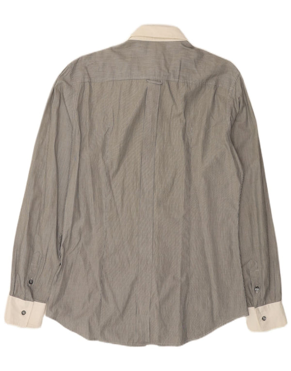 DOLCE & GABBANA Camicia Uomo Slim Fit IT 52 Large Cotone Gessato Grigio