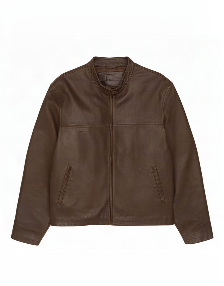 veste en cuir homme vintage UK 40 Grand Marron