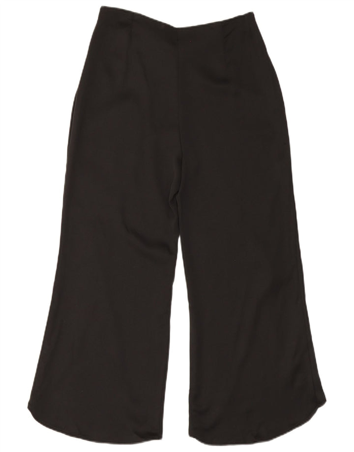 Zara Womens Wide Leg Cropped Trousers Small W28 L23 Black Polyester