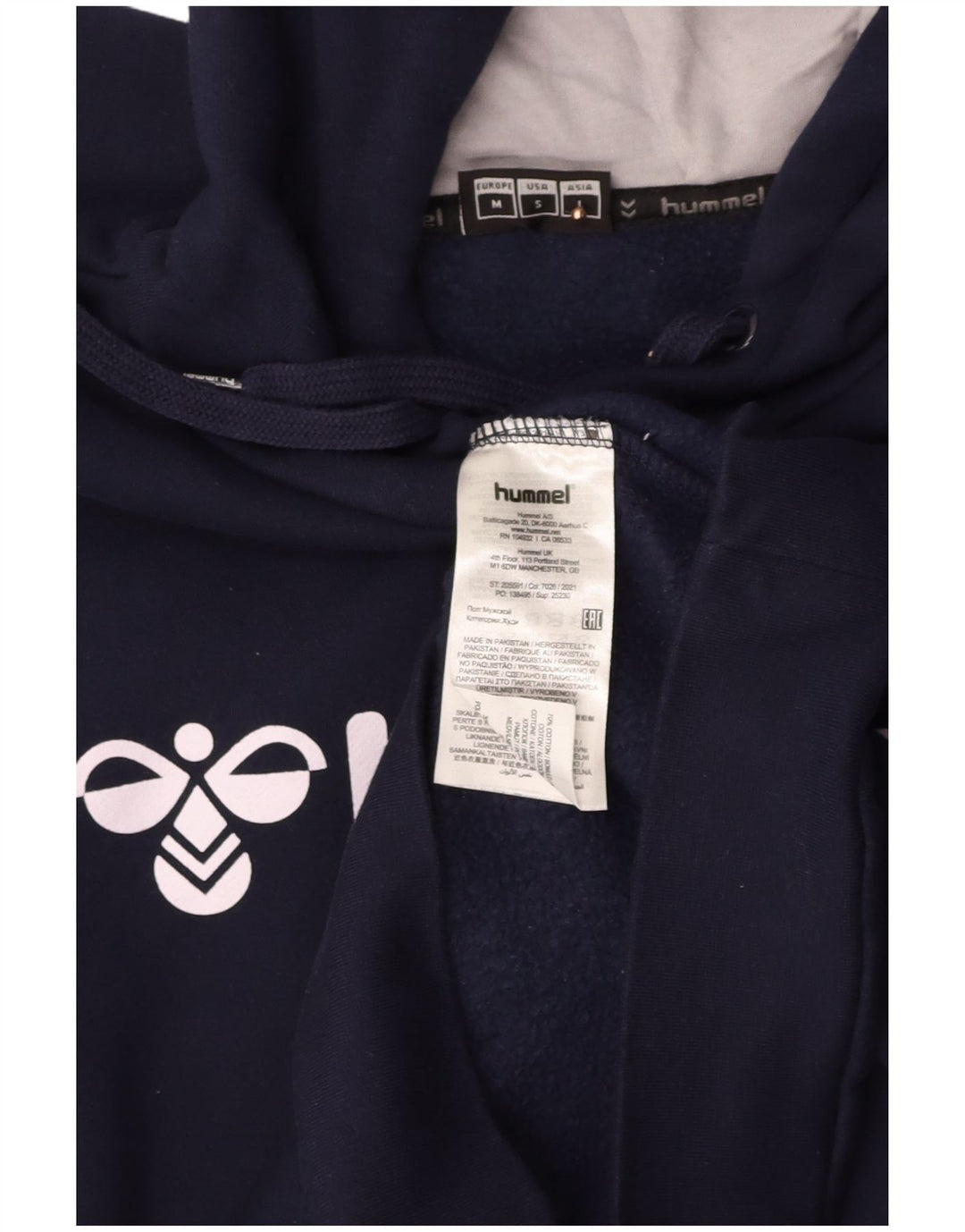Suéter masculino com capuz gráfico HUMMEL médio algodão azul marinho
