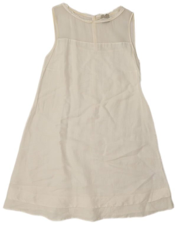 Vintage Damen Ärmelloses A-Linien-Kleid US 2 XS Weißes Leinen
