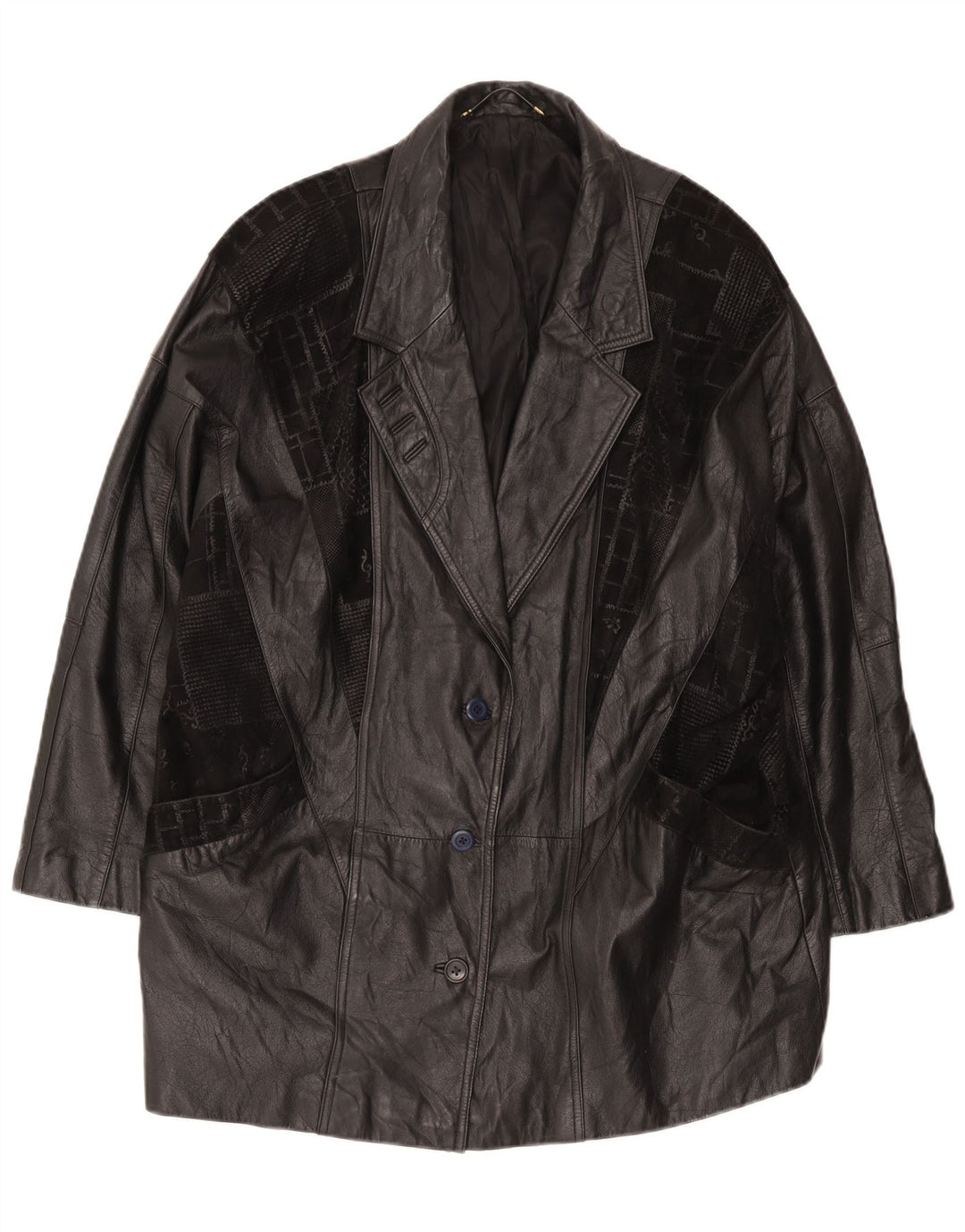 Canda Herre Oversized Læderfrakke UK 18 XL Sort