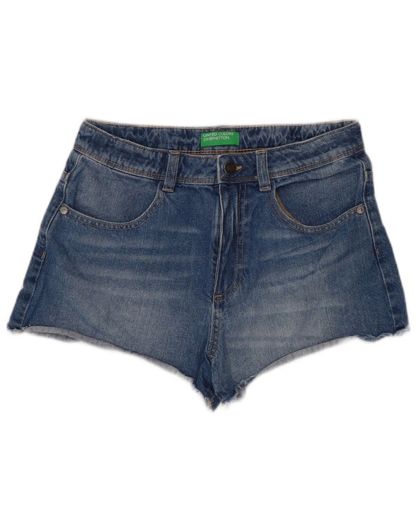 Benetton Girls Denim Hot Pants 11-12 Years 2XL W26 Blue Cotton