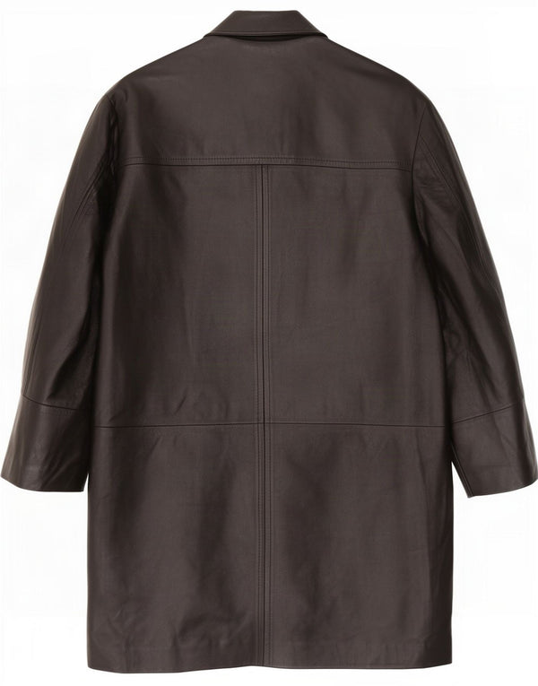 Abrigo de cuero vintage para hombre IT 48 Medium Black