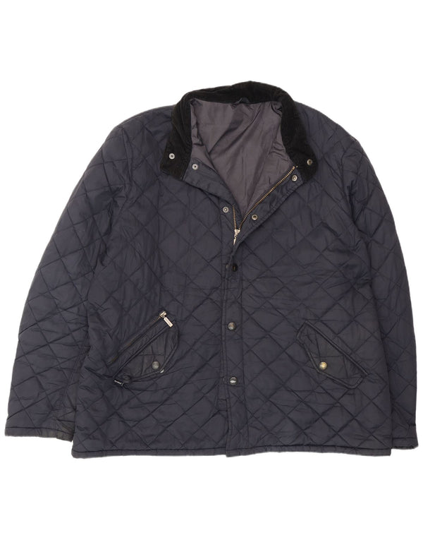 Barbour Mens Quilted Jacket UK 44 2XL Navy Blue Polyester
