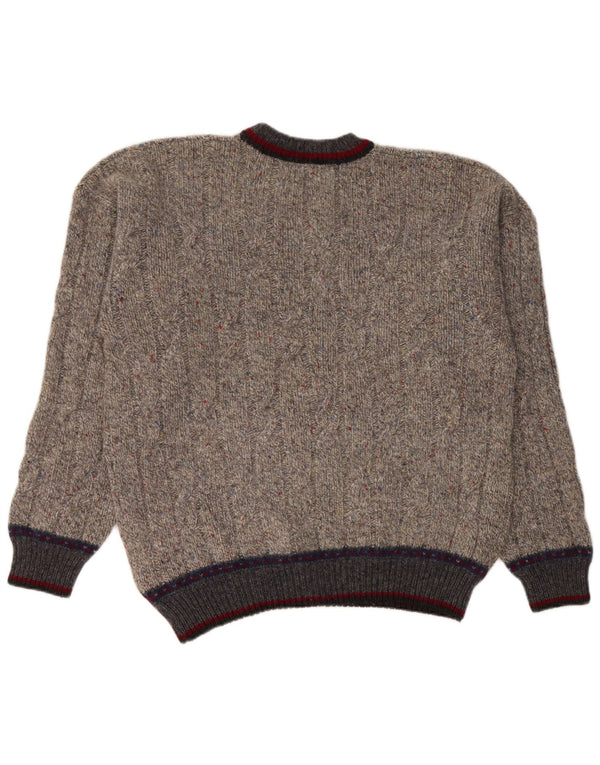 Kappa Herren-Pullover mit Rundhalsausschnitt, XL, grau gefleckte Schurwolle