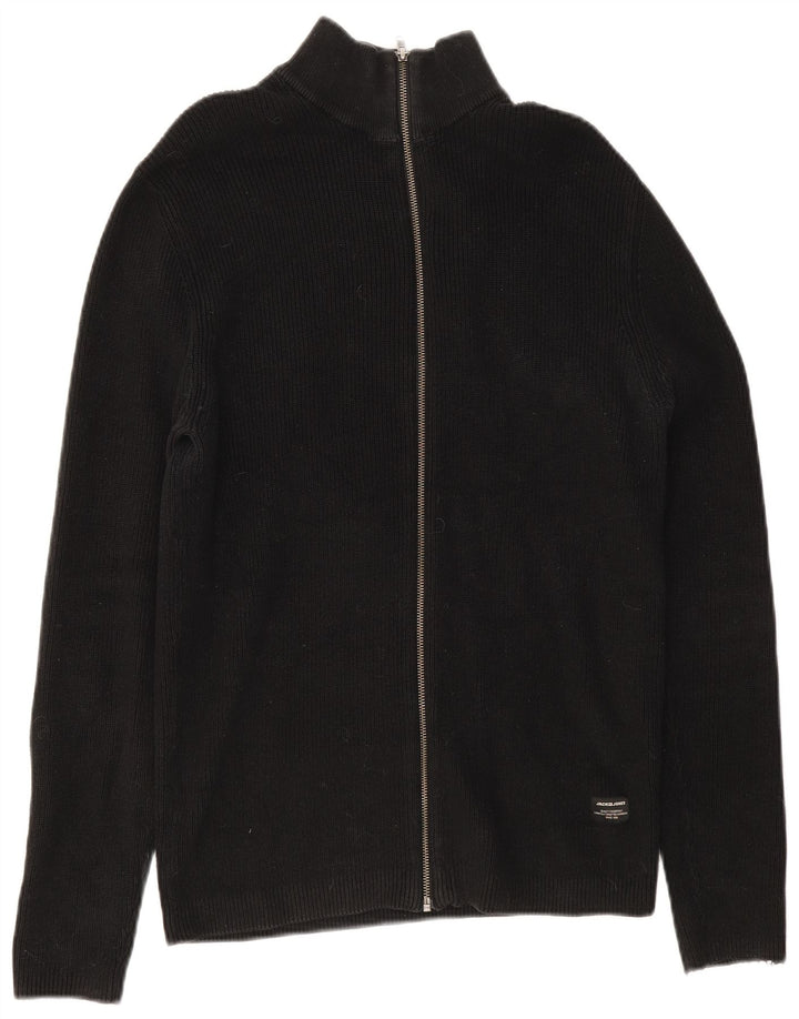 Maglione cardigan da uomo Jack & Jones XL in cotone nero