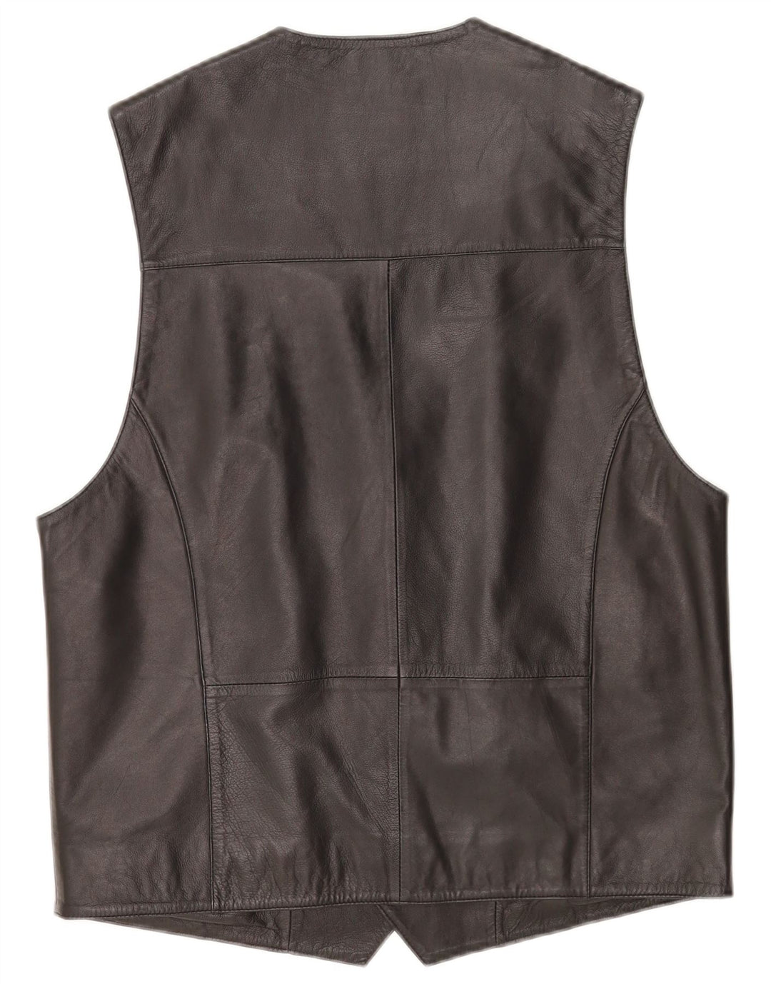 Vintage Mens Leather Waistcoat EU 50 Medium Black Leather