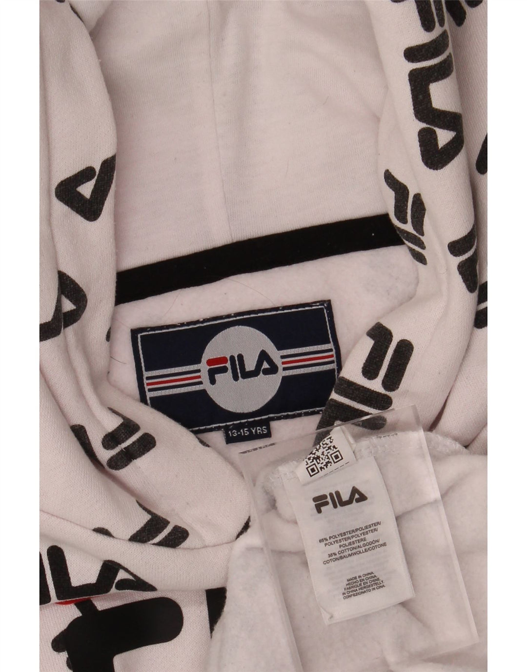 FILA Boys Graphic Hoodie Jumper 13-14 Years White Polyester