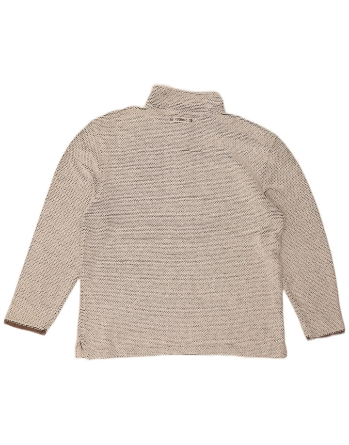 WEIRD FISH Mens Zip Neck Sweatshirt Jumper Large Grey Cotton