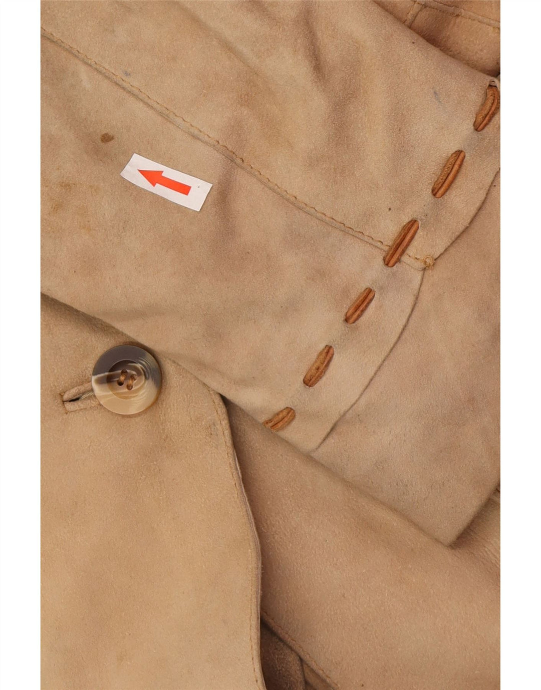 Vintage dame ruskindsfrakke UK 12 medium beige læder