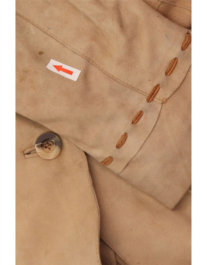 Vintage dame ruskindsfrakke UK 12 medium beige læder