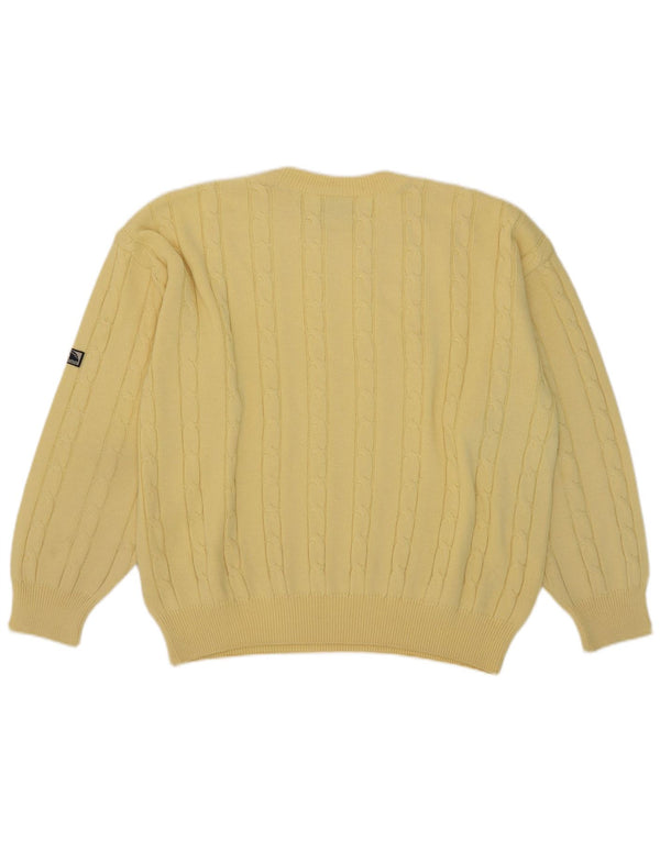 Navigare Mens Crew Neck Jumper Sweater Large Yellow Merino Wool