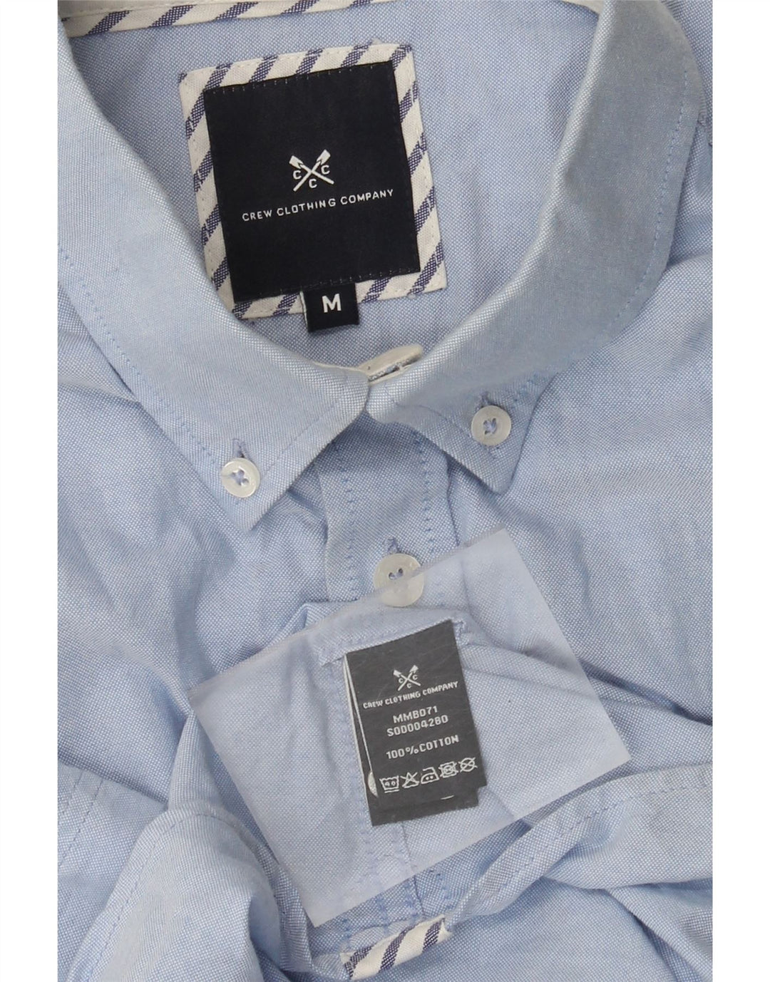 Crew Clothing Mens Short Sleeve Shirt Medium Blue Cotton