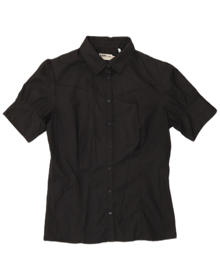 Lee Womens Short Sleeve Shirt UK 14 Medium Black Cotton