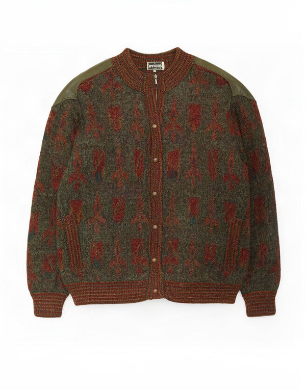 Ranger Mens Abstract Pattern Cardigan Sweater IT 52 Large Green Polyamide