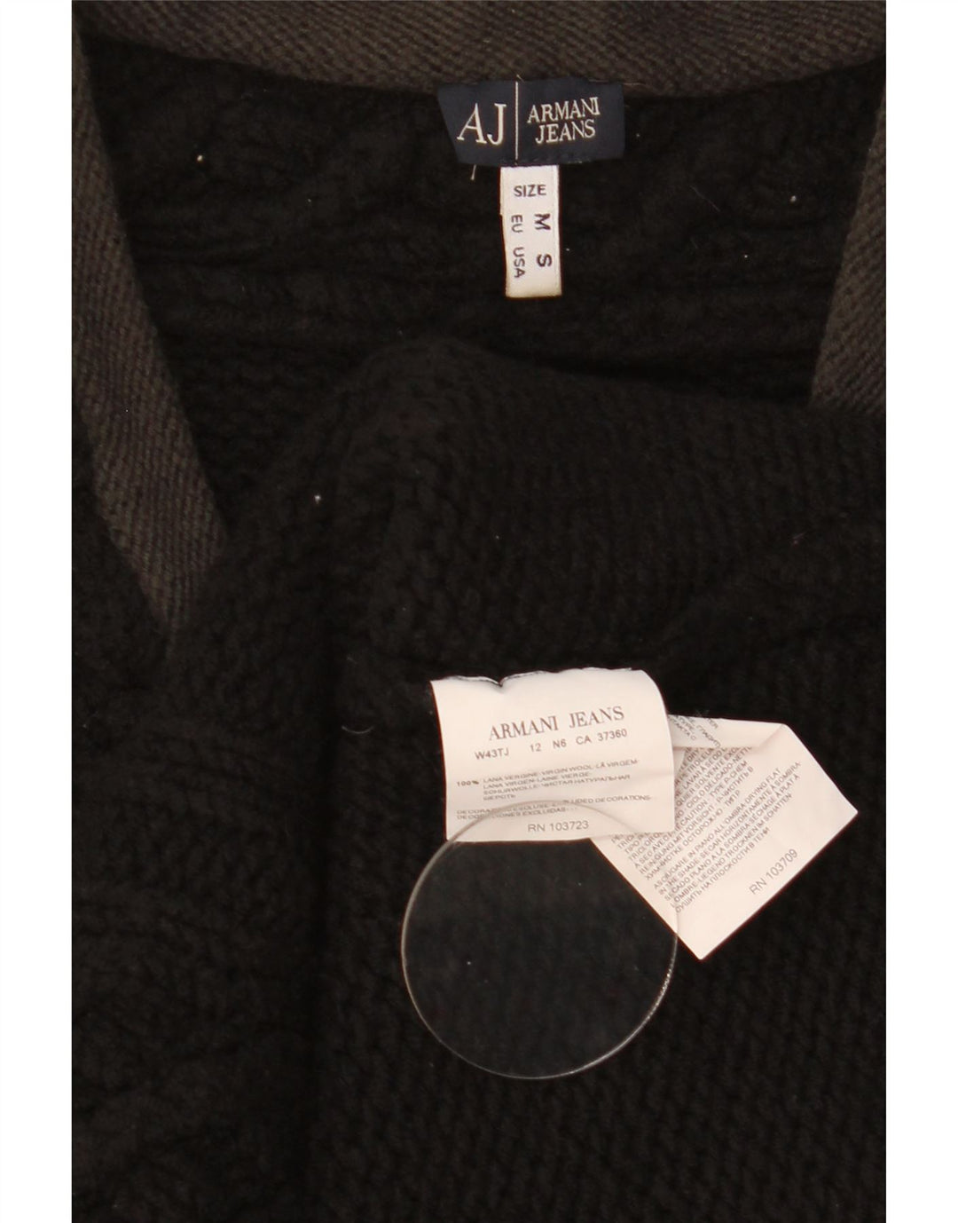 Armani Jeans Herre V-hals sweater Medium Sort Uld