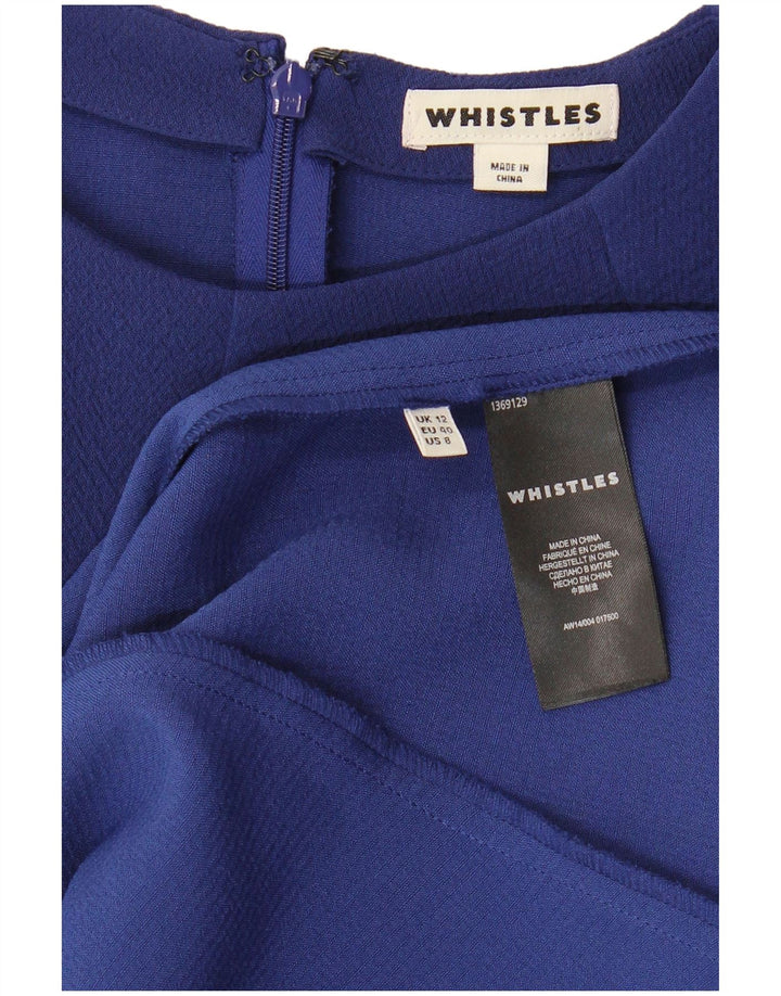 WHISTLES Womens A-Line Dress UK 12 Medium  Navy Blue Polyester