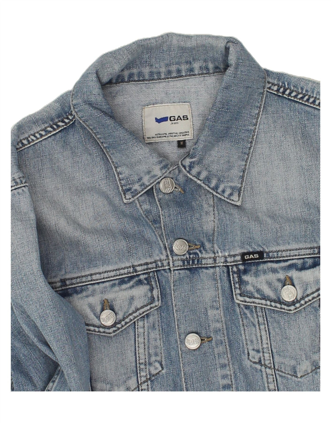 GAS Womens Denim Jacket UK 14 Medium Blue Vintage Gas and Second-Hand Gas from Messina Hembry 