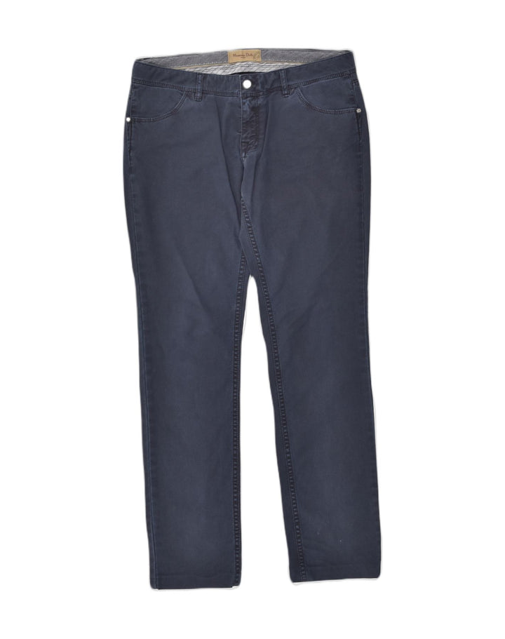 MASSIMO DUTTI Womens Slim Casual Trousers W32 L32 Navy Blue Cotton | Vintage Massimo Dutti | Thrift | Second-Hand Massimo Dutti | Used Clothing | Messina Hembry 