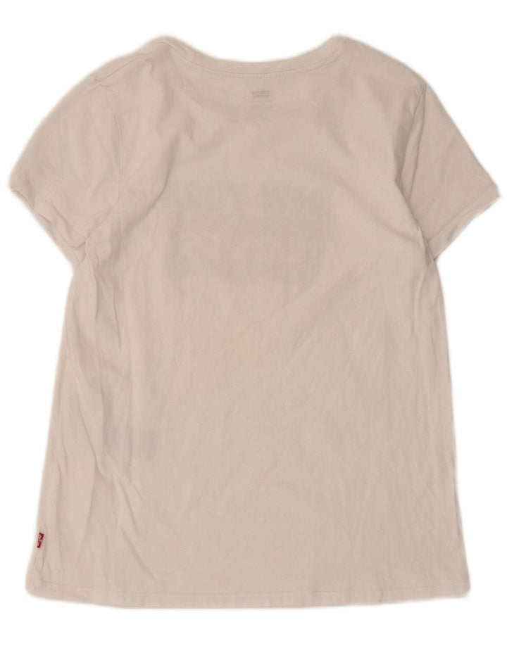 Levi's Womens Graphic T-Shirt Top UK 12 Medium White Cotton