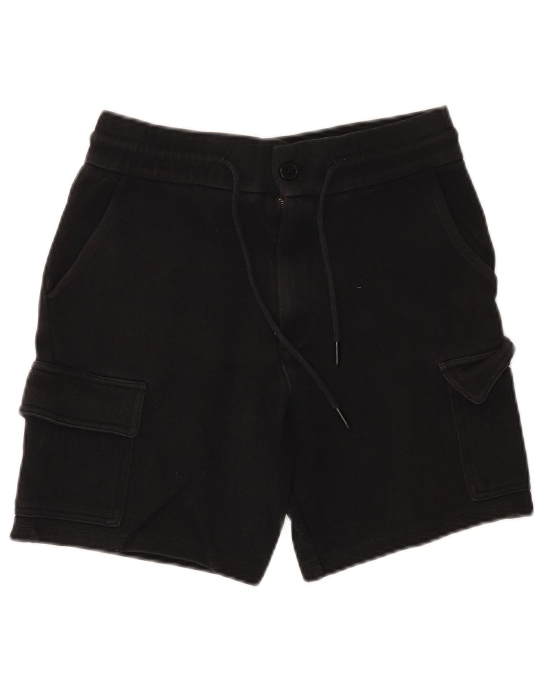 Zara Mens Cargo Shorts Small W30  Black Cotton