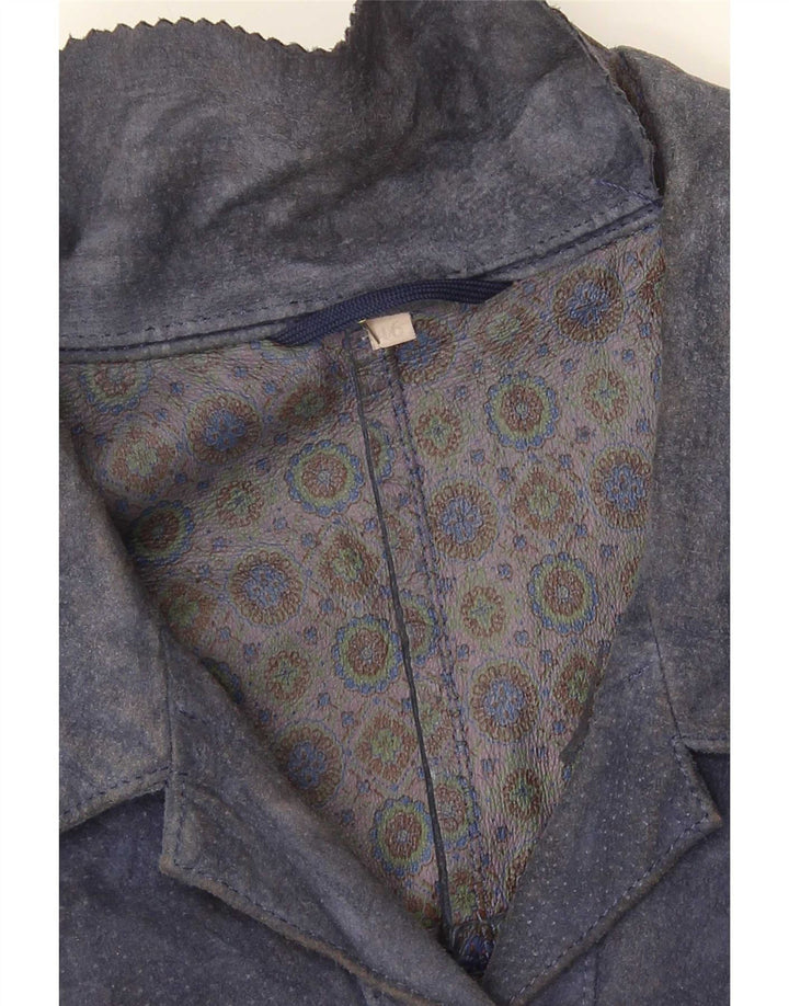 Vintage hombres ante chaqueta IT 46 grande azul marino