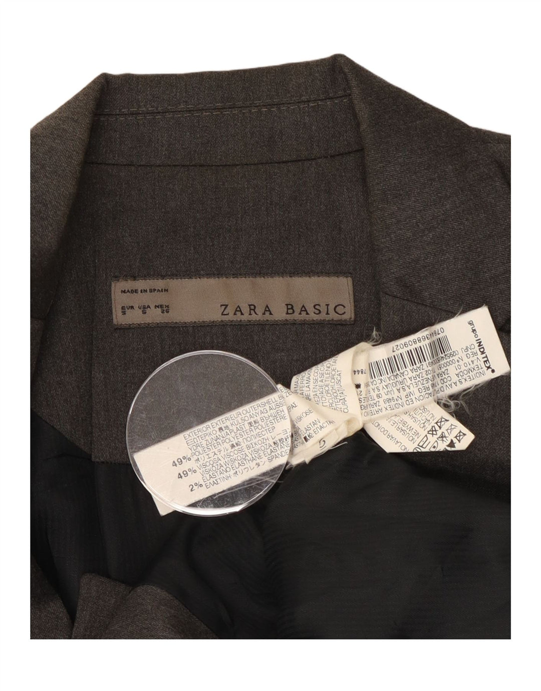 Zara Damen-Blazer mit 1 Knopf, Gr. 10, Größe S, Grau, Polyester