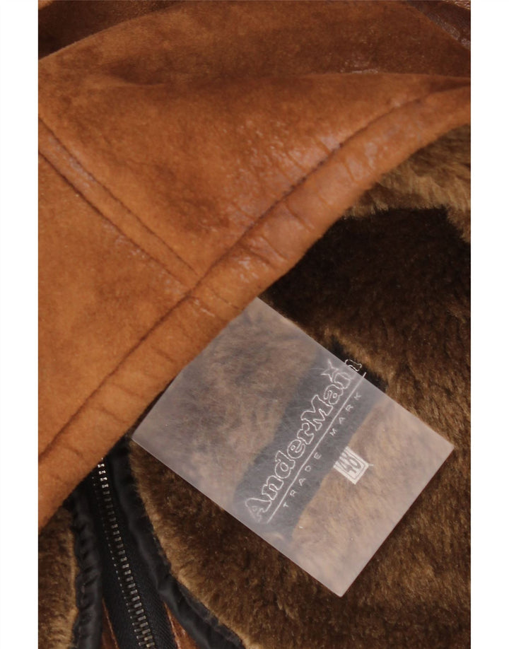 Vintage Mens Shearling Jacket IT 48 Medium Brown