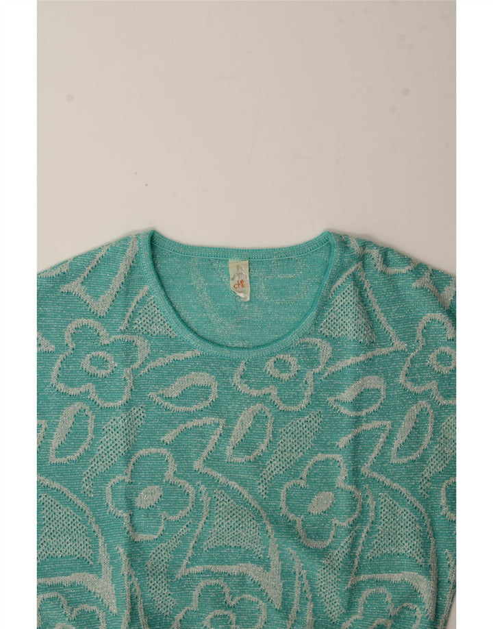 VINTAGE Womens Crew Neck Jumper Sweater IT 42 Medium Blue Floral