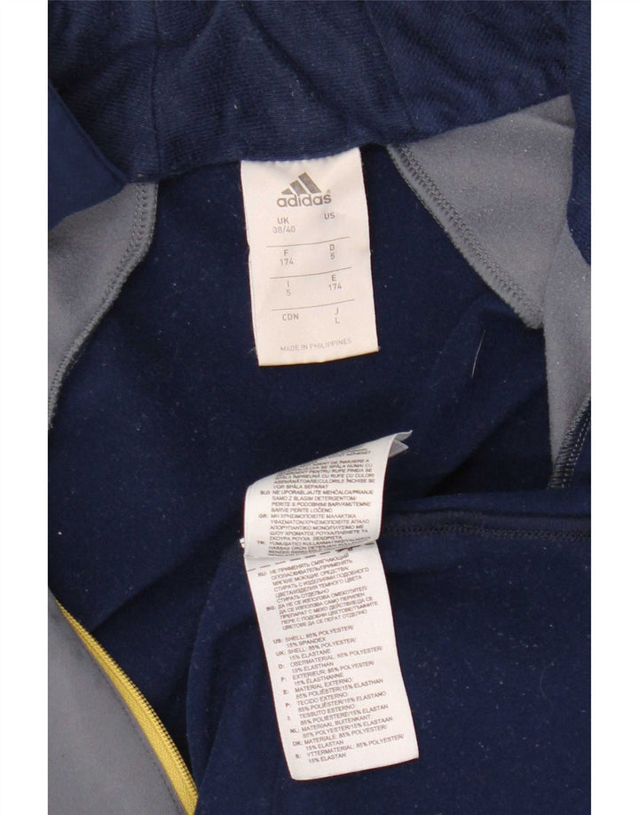 Adidas Mens Pullover Tracksuit Top UK 38/40 Medium Navy Blue Colourblock