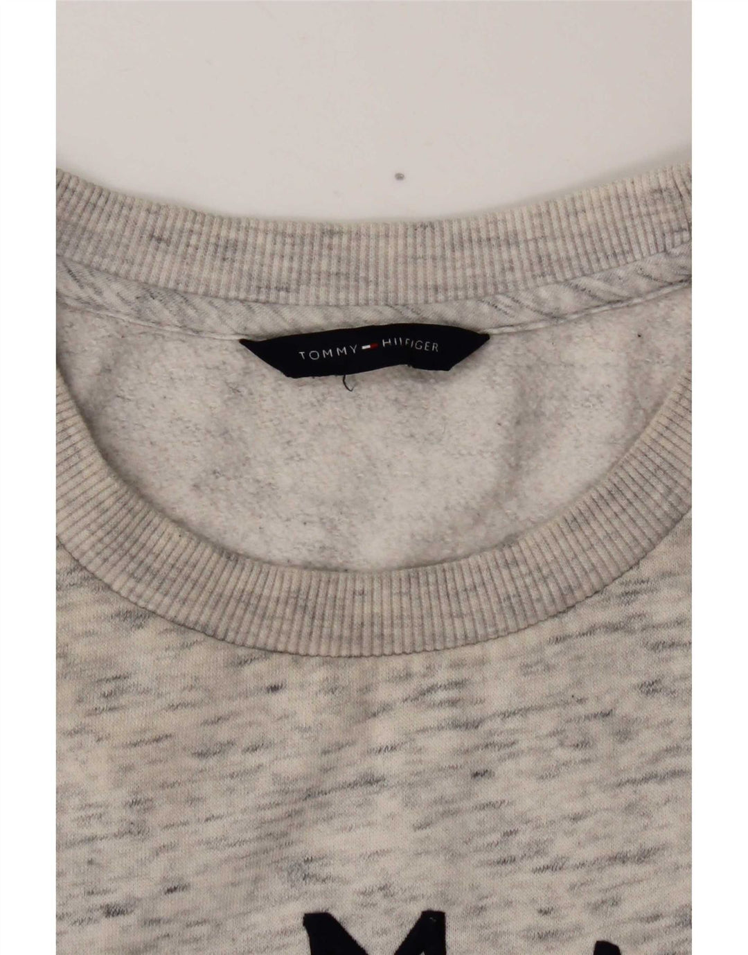 Tommy Hilfiger Damen Grafik-Sweatshirt-Pullover UK 12 Mittelgrau meliert