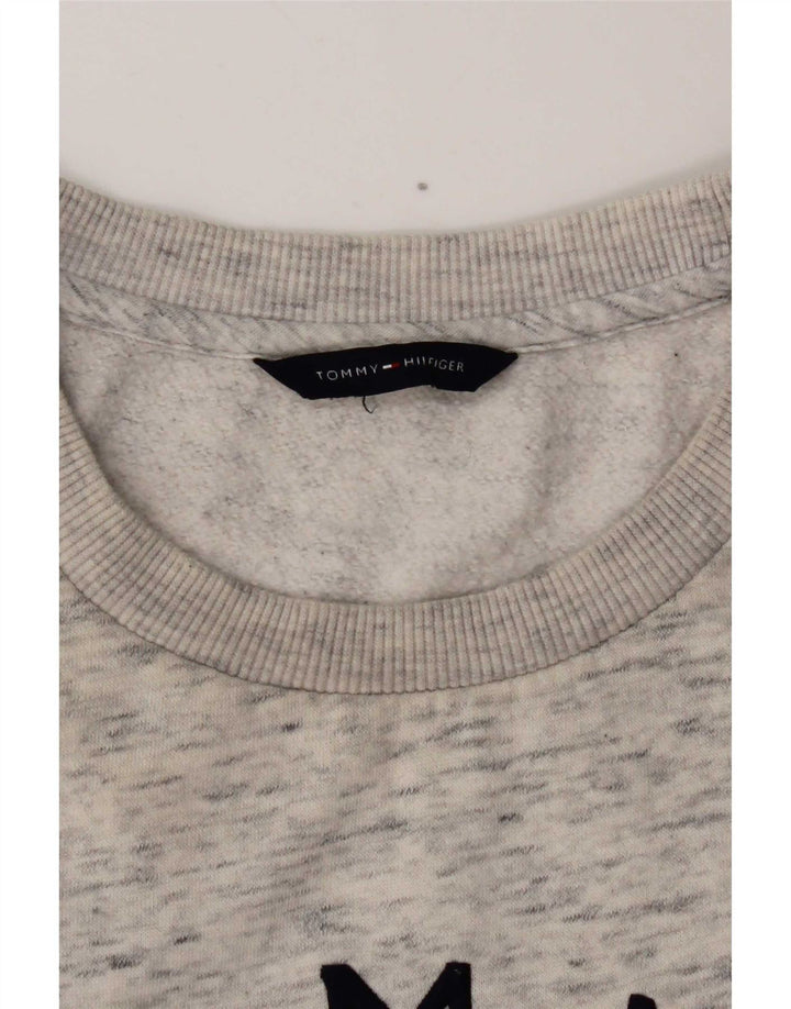Tommy Hilfiger Damen Grafik-Sweatshirt-Pullover UK 12 Mittelgrau meliert